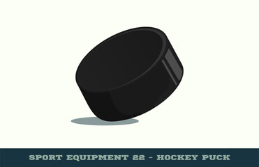 Vector hockey puck icon. Game equipment. Professional sport, classic puck for official competitions and tournaments. Isolated illustration