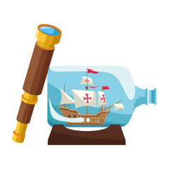 caravel ship antique in bottle