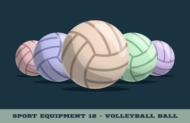 Vector volleyball balls icon. Game equipment. Professional sport, classic vollyball ball set for official competitions and tournaments. Isolated illustration