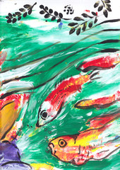 Obraz na płótnie Canvas multicolored acrylic brush strokes on canvas