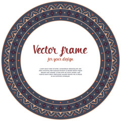 Art deco floral frame with place for text. Boho and folk template for print