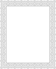 Decorative frame Elegant vector element for design in Eastern style, place for text. Floral grey border. Lace illustration for invitations and greeting cards