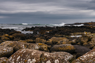 Ireland - coast view, green landscape, rough coasts, cliffs, monastery, graveyards and cloisters