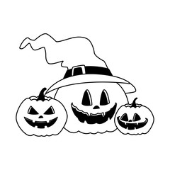 halloween pumpkins with witch hat