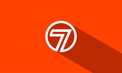 Number seven 7 icon logo template with rounded circle symbol modern in flat design monogram illustration