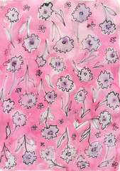 Hand-drawn floral background. Ideal for web, card, poster, cover, invitation, brochure. 
