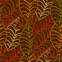 seamless autumn leaf pattern and background vector illustration