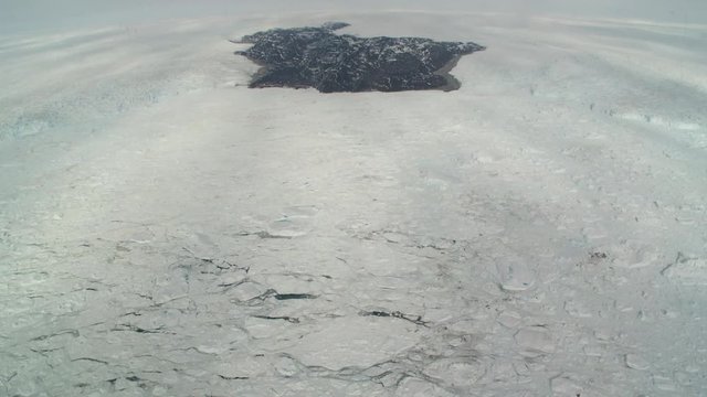 Glacial tundra landscape, helicopter point of view