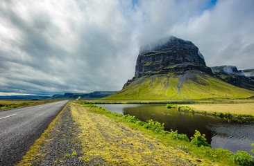 Typical landscape of Iceland. Scenic road.