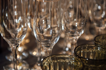 champagne glasses are on the table