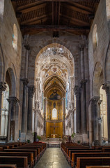 Interior of the Cathedral-Basilica of Cefalu, Sicily, Italy