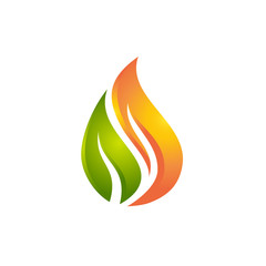 Flame leaf vector logo