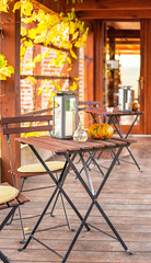 Restaurant with pumpkins in the garden