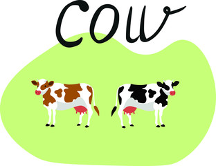 cow animals vector isolated illustration. Concept for logo, cards, print, icon