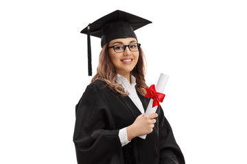 Female graduate student with a diploma