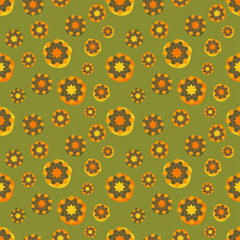 Seamless pattern vector with leaves and flowers. Floral ornament. Vector illustration