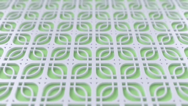 Arabesque looping geometric pattern. Green and white islamic 3d motif. Arabic oriental animated background. Muslim moving wallpaper.