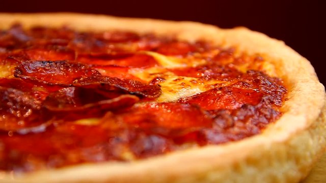 Pepperoni Pan Pizza Spinning