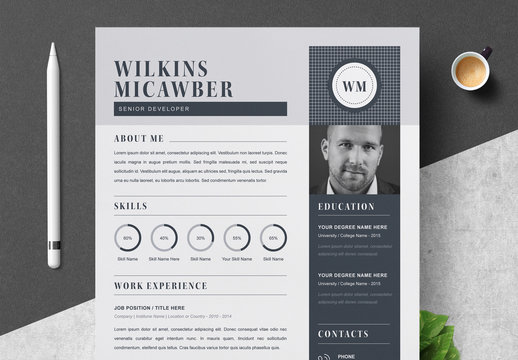 Modern Resume Layout with Photo Placement Area