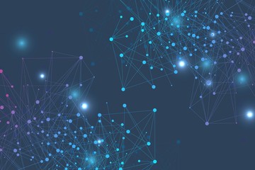 Fototapeta premium Geometric abstract background with connected line and dots. Structure molecule and communication. Big Data Visualization. Medical, technology, science background. Vector illustration.