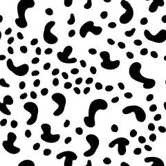 Vector Seamless pattern. Black and White Organic Shapes. Messy Spots Texture.