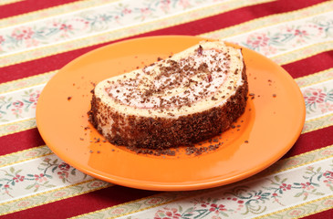 Piece of Yogurt cream roulade