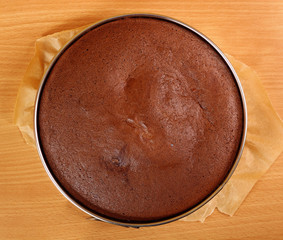 Baked Cake in Springform. Making Chocolate Layer Cake. Series.