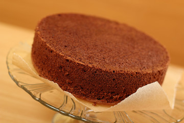 Cake ready for layering. Making Chocolate Layer Cake. Series.
