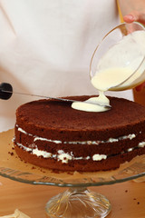 Frosting. Making Chocolate Layer Cake. Series.