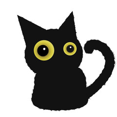 Silhouette of a black cat on a white background