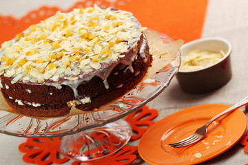Chocolate Cake with Almonds and Candied Orange Peel