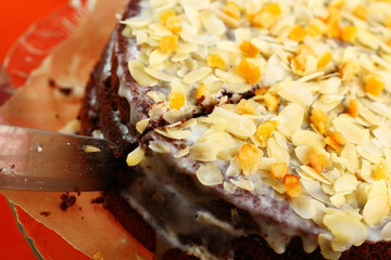 Chocolate Cake with Almonds and Candied Orange Peel