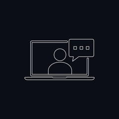 Online training in laptop icon flat style isolated. Vector illustration