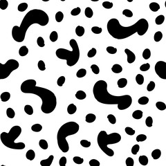 Vector Seamless pattern. Black and White Organic Shapes. Messy Spots Texture.