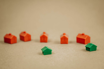 bunch of red little houses, construction concept.