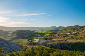 landscape with village and mountains in Cyprus