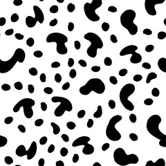 Vector Seamless pattern. Black and White Organic Shapes. Messy Spots Texture.