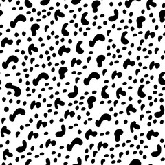 Vector Seamless pattern. Black and White Organic Shapes. Messy Spots Texture.