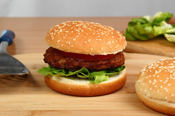 Hamburger is ready. Making Hamburger. Series.