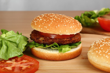 Hamburger is ready. Making Hamburger. Series.