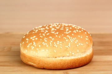 Bread Roll for Hamburger. Making Hamburger. Macro. Series.