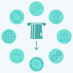 Card withdrawal vector icon sign symbol