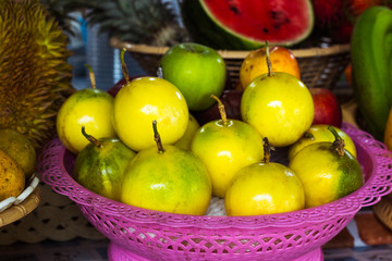 tangerines on the market, selling fruits on the street in Thailand