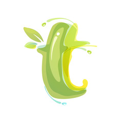T letter eco logo formed by watercolor splashes.