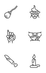 collection icons trick or treat happy halloween line style