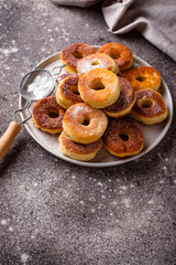 Homemade donuts with sugar powder