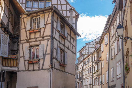 Colmar, France - 09 16 2019: Small street of tanners in the little Venice