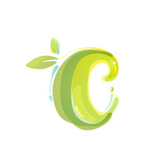 C letter eco logo formed by watercolor splashes.