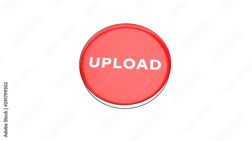 Poster pushing big red button with word upload.