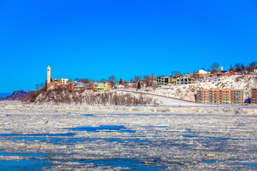 Beautiful Landscape of South Shore of the Saint Lawrence River by Ferry Boat